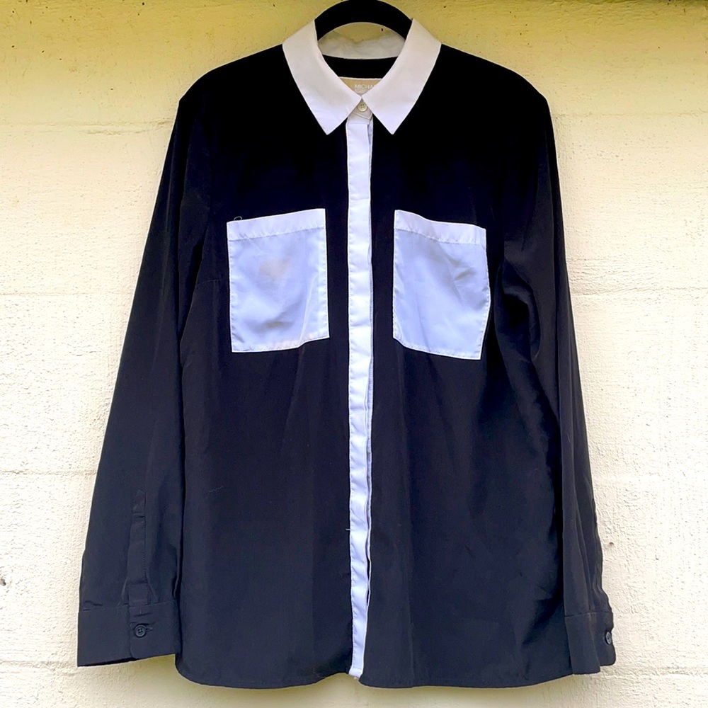 Michael Kors Black and White Button Down Top